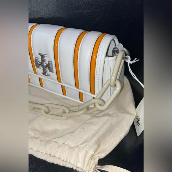 🔥rare🔥🎁Tory Burch Kira small bombe stripe flap shoulder bag - Picture 9 of 16